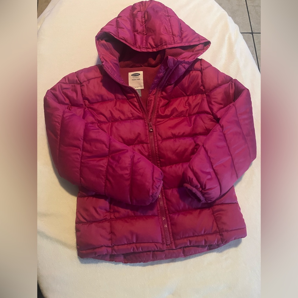 Old Navy Girls' Hooded Puffer Jacket - Pink size 8